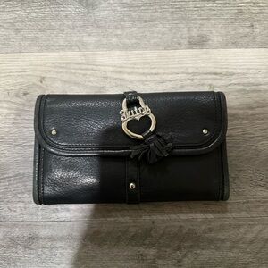 Juicy Couture Black Leather Wallet with Heart Logo Charm